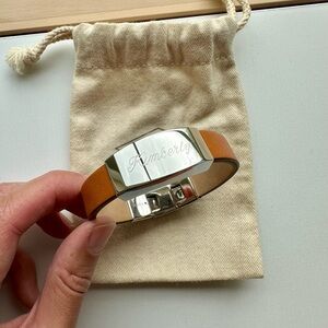 Giftable Fossil leather bracelet engraved “Kimberly”